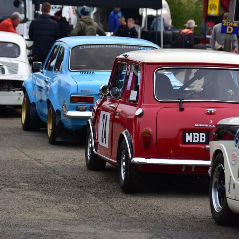 Classic cars lined up