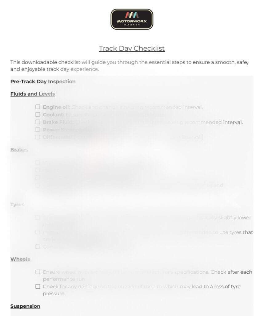How to prepare for a Track day. Download our Free checklist ...